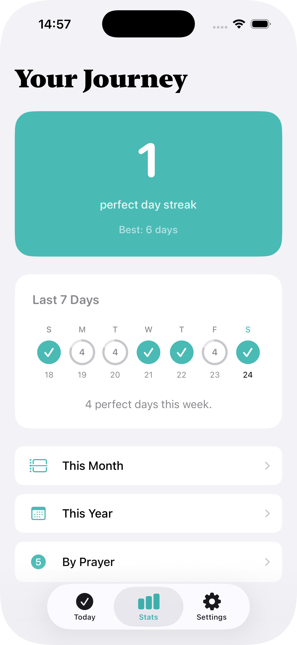 Stats and progress screen